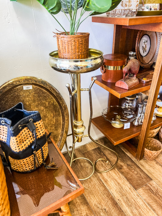 Tall brass swirl plant stand