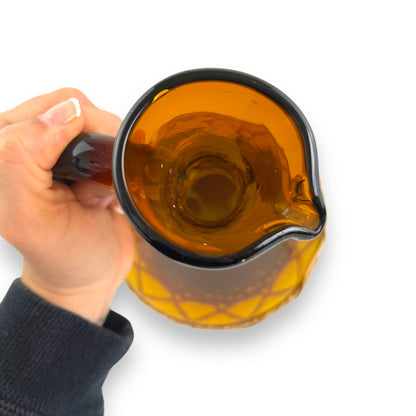 Amber glass Carafe with wicker base