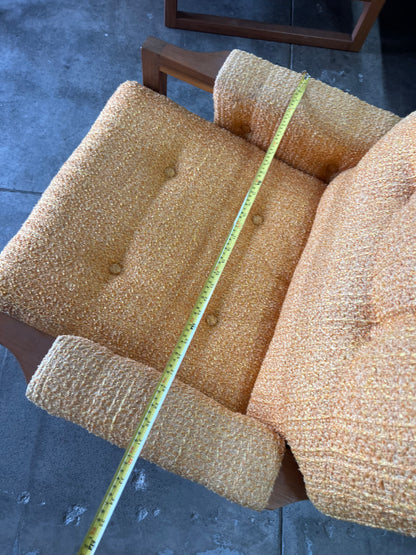 Mustard Yellow Bouclé Timber Lounge Chair