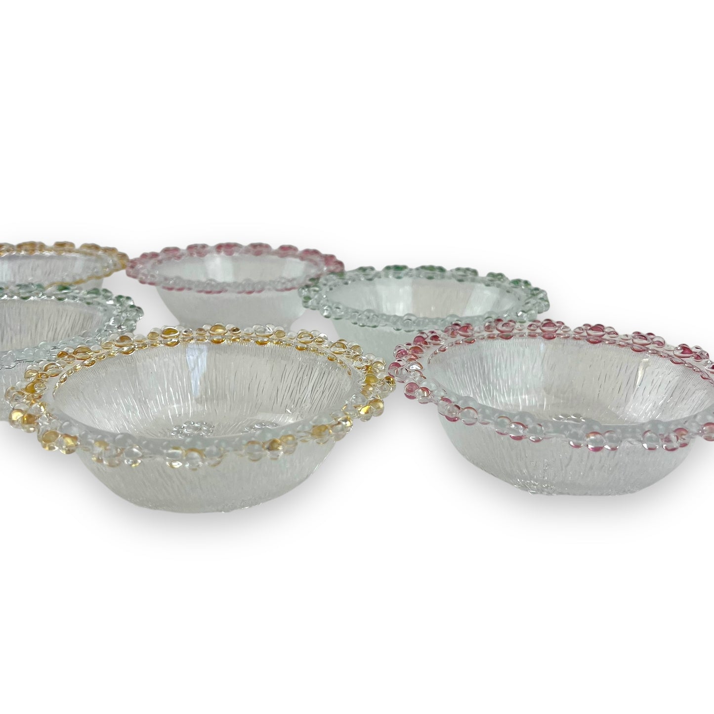 Set of Six Vintage Textured Bubble Lace Dessert Bowls made in Italy by Masserini.
