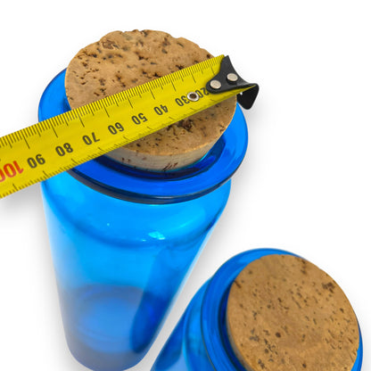Blue glass jar set of 2 with cork lids