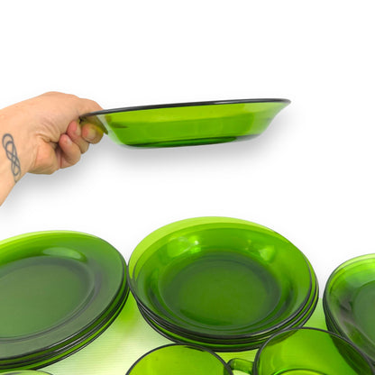 Durax France Green Glass 4 Person Dinner Set