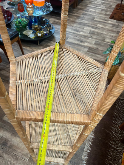 Cane & Rattan Pentagon Corner Shelf – 4 Tier Display Stand