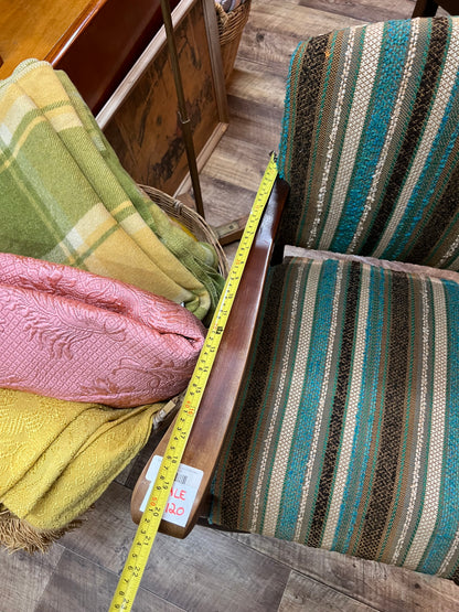 Vintage Blue Striped Timber Armchair