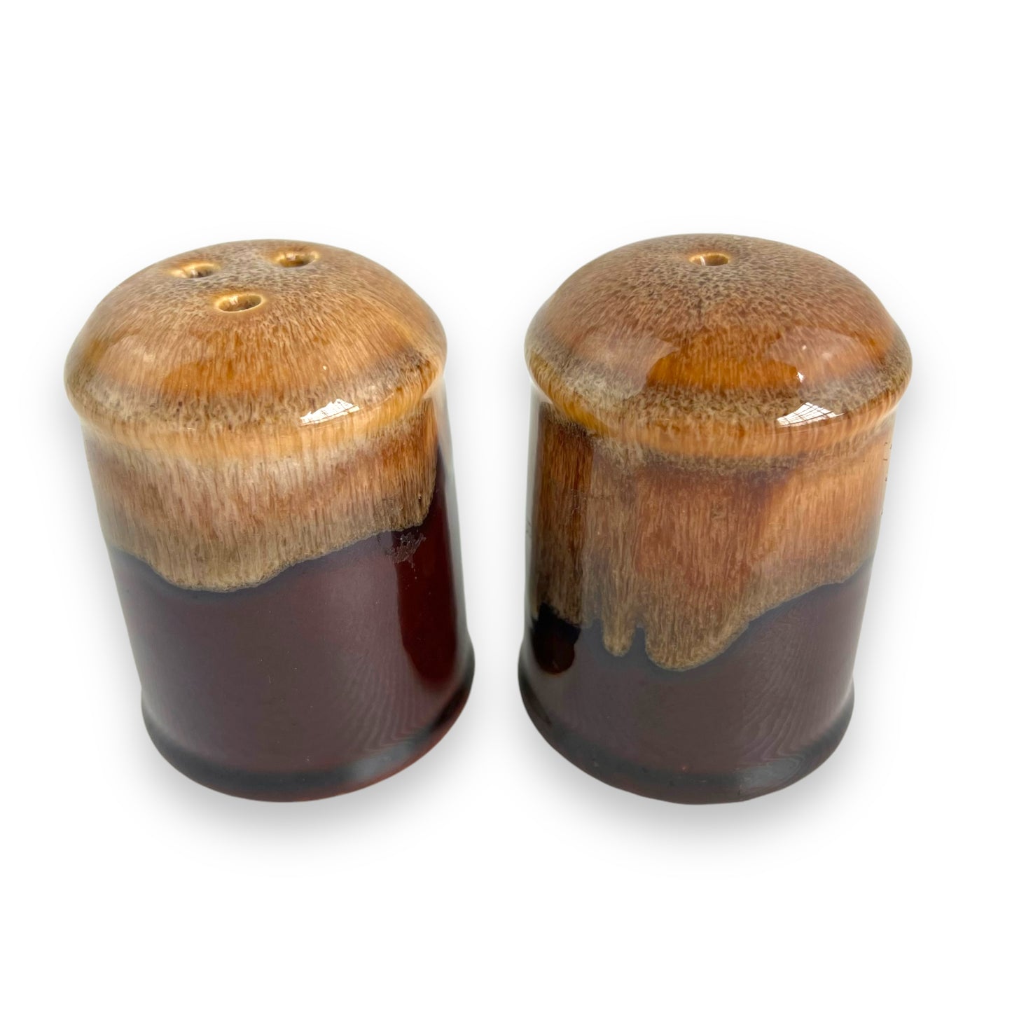 Brown Glaze Drip Salt & Pepper Shaker Set