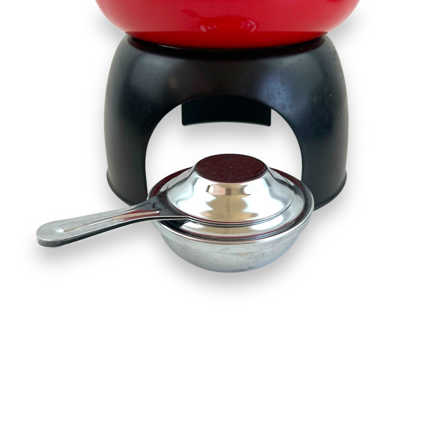 Red & Black Enamel Fondue Pot – Snowflake Design