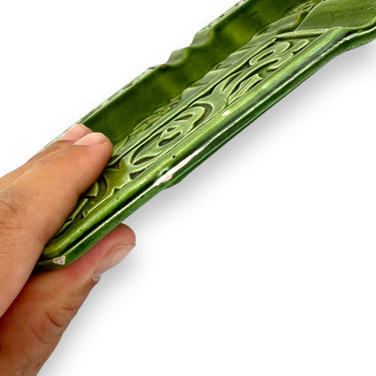 Green Ornate Pattern Ceramic Ashtray - Made in Japan
