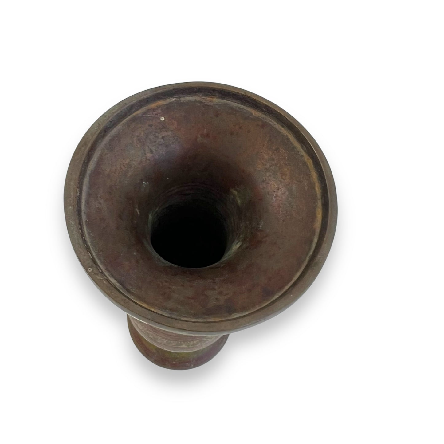 Brass Vase – Multicolored Floral Motif
