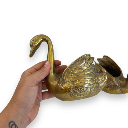 Brass Swan small planter