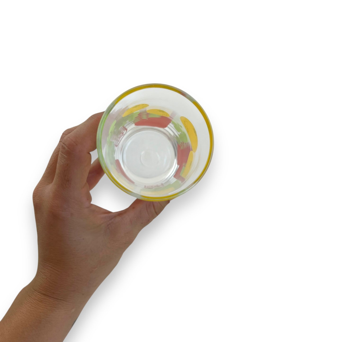 Colourful Apples & Lemons patterned glass set of 5