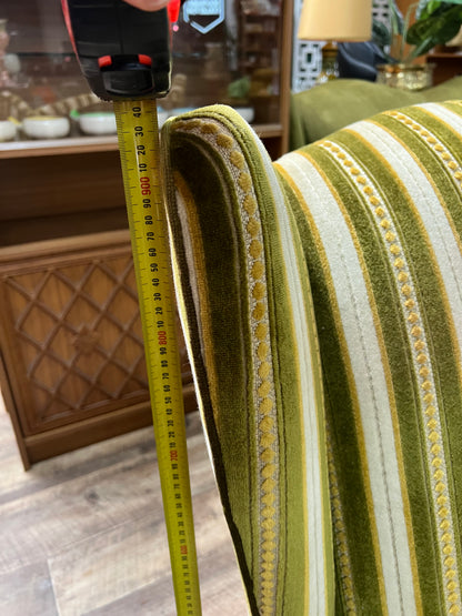 2.Green stripe wingback chair