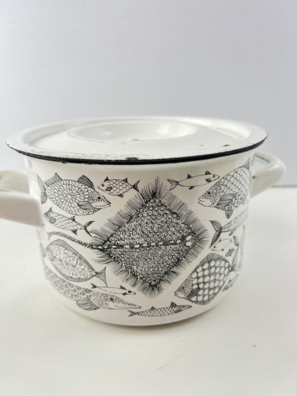 Finel Finland ‘Neptun’ Enamel Lidded Pot – Fish Pattern