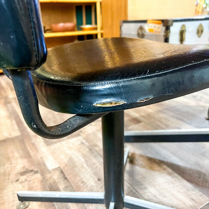 Brown Laminate Octagon Dining Table and 4 Black swivel dining chairs