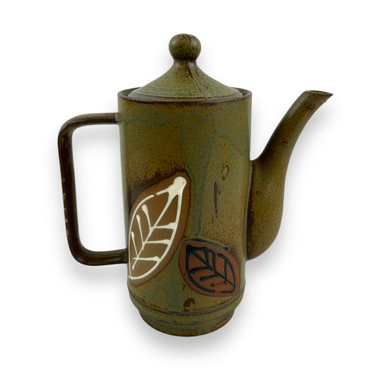 Pottery Leaf Dark Green Teapot with Lid
