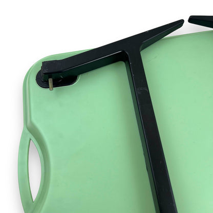 Green Plastic Breakfast tray black legs (1 pin in leg missing)
