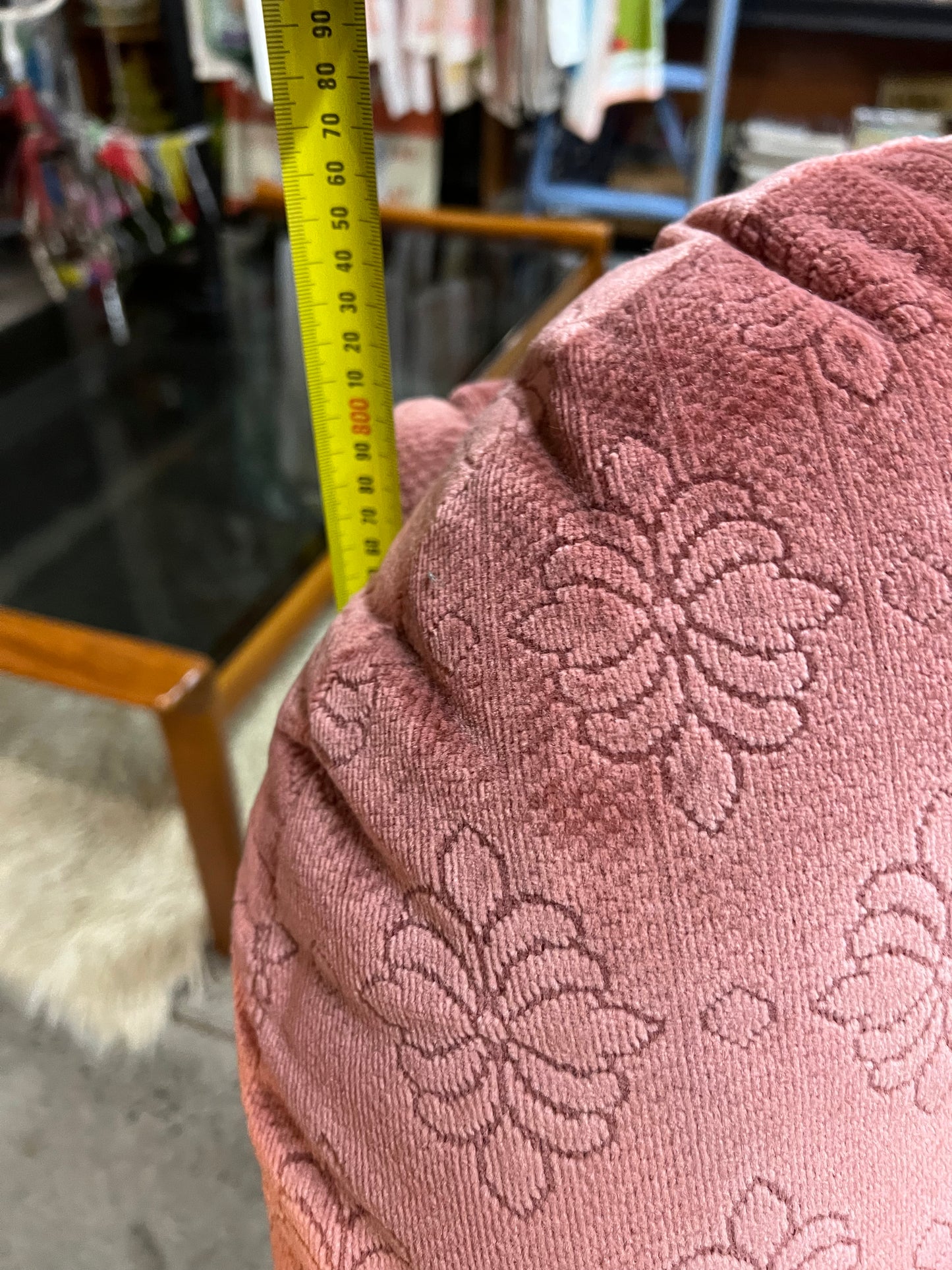 2. Pink Patterned Upholstery Sleigh Base Armchair
