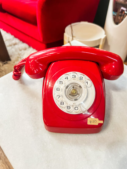 Red Rotary Dial Telephone