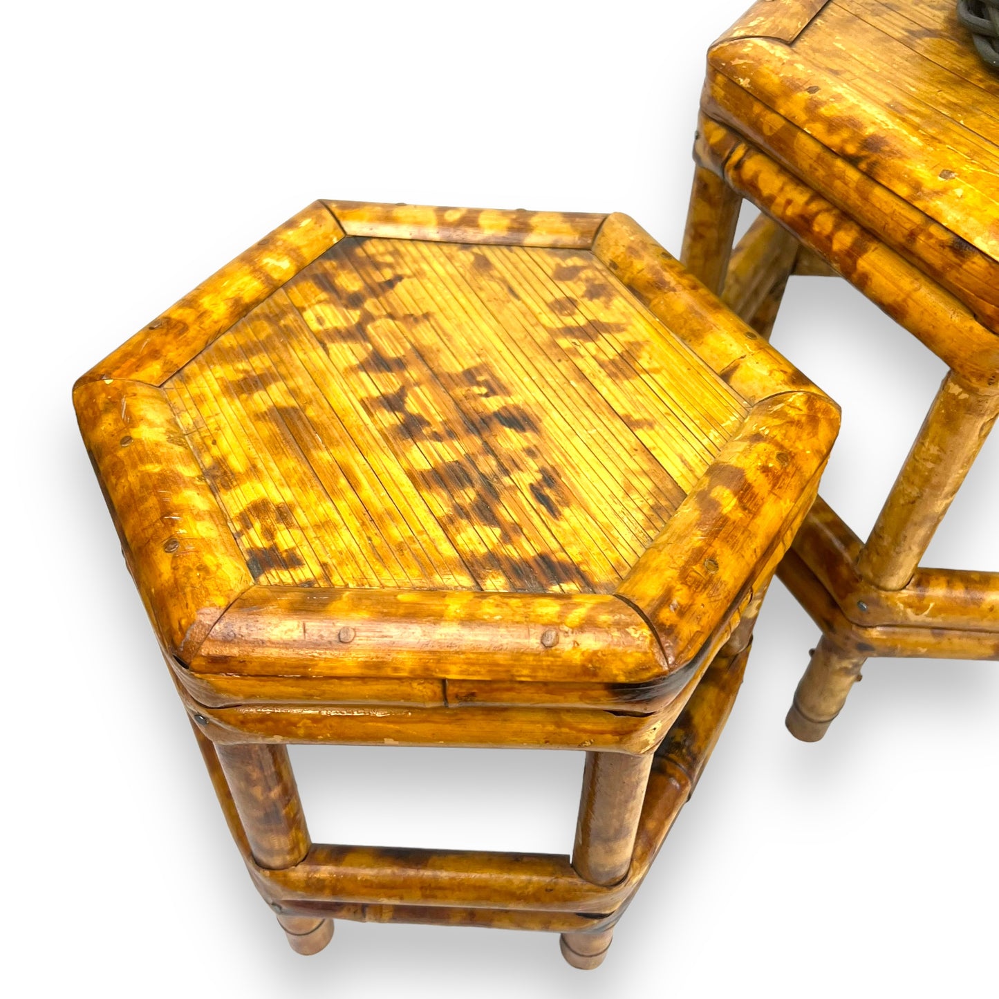 Hexagon Plant Stand Set x3 Tortoiseshell Cane