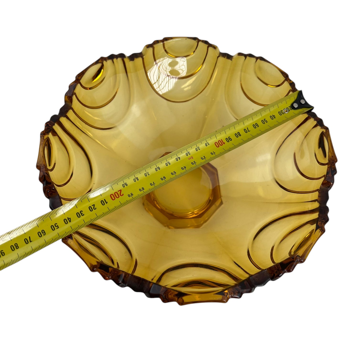 Amber Glass Scallop Edge Bowl