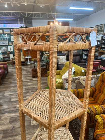 Cane & Rattan Pentagon Corner Shelf – 4 Tier Display Stand