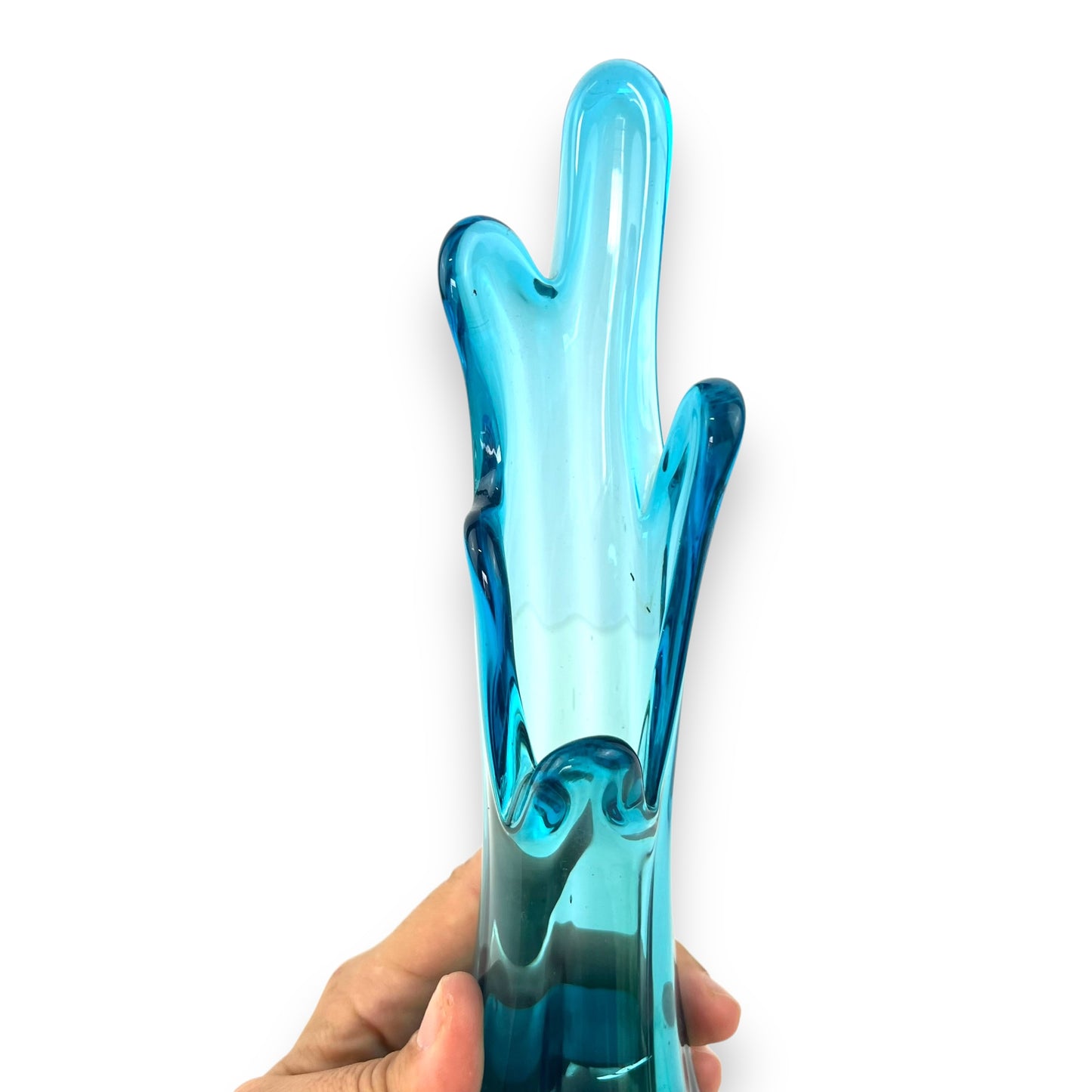 Blue Finger Pull Glass Vase