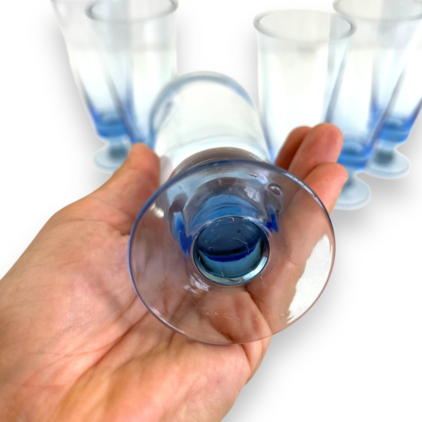 Blue cocktail flute glass set of 6