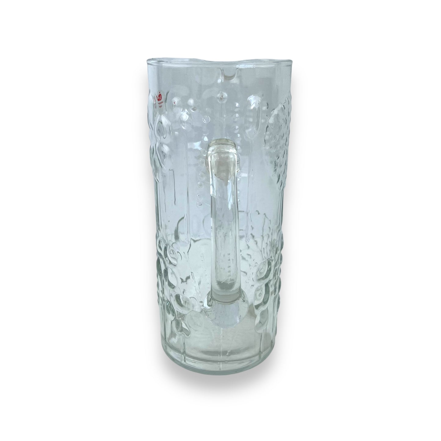 Pressed flower pattern clear glass pitcher
