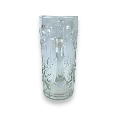 Pressed flower pattern clear glass pitcher