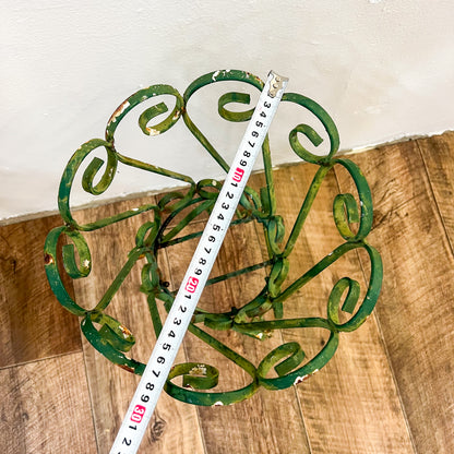 Vintage green swirl metal plant pot holder