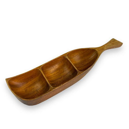 Wood Leaf 3 Part Dish