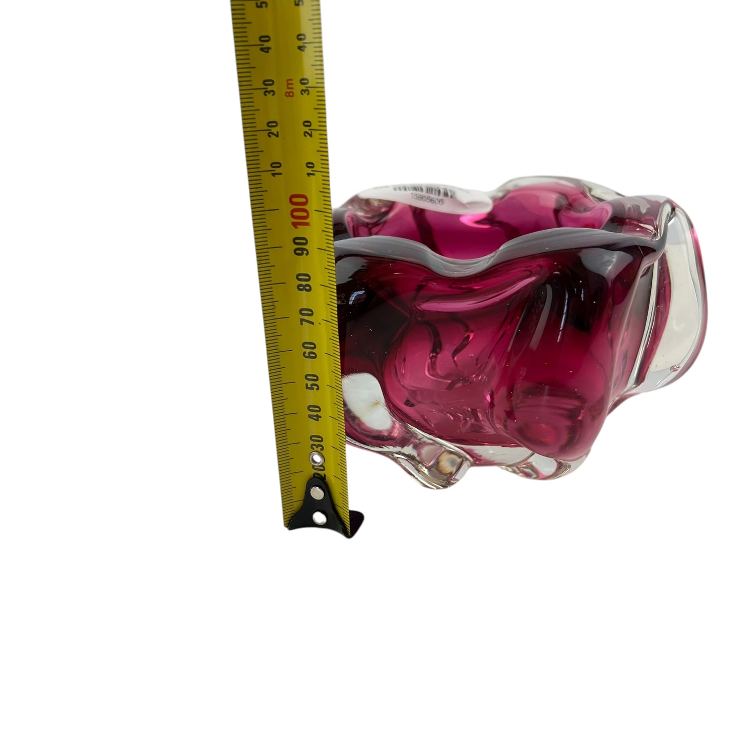 Pink and clear art glass dish
