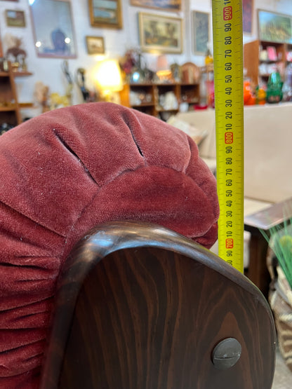 Pink Velvet Lounge Chair with Timber Frame