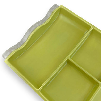Poole Pottery Divided Serving Tray Plate – Green Mid-Century Ceramic Platter, England
