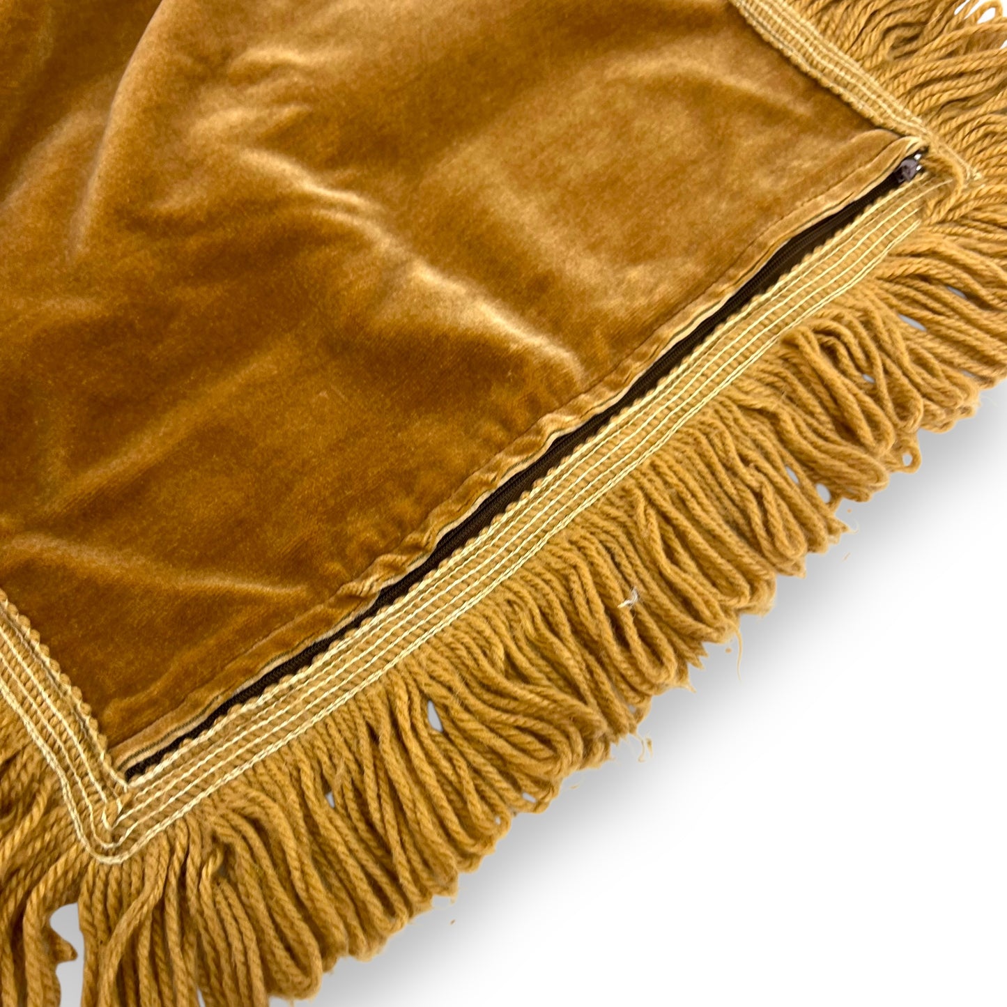 Brown fringed pillow case set of 2