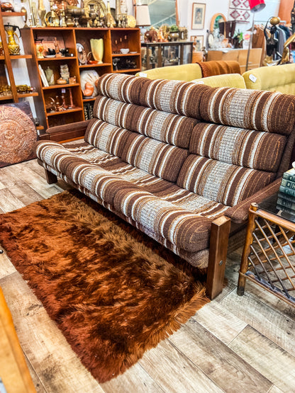 Danish Deluxe Mid Century 3-Seater Lounge – Striped Upholstery