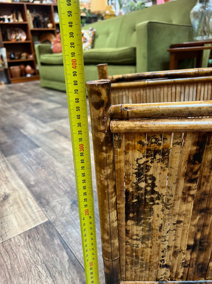 Tortoiseshell Cane Plant Basket / Bamboo Planter Holder