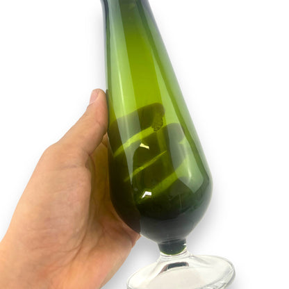 Green Empoli Art Glass Vase with Clear Base