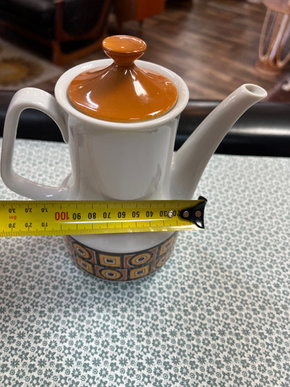 1970s Retro Coffee Pot – Geometric Pattern Ceramic Coffee Server – Made in Japan
