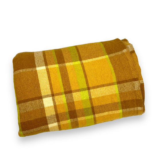 Brown Caramel and Green Wool Blanket