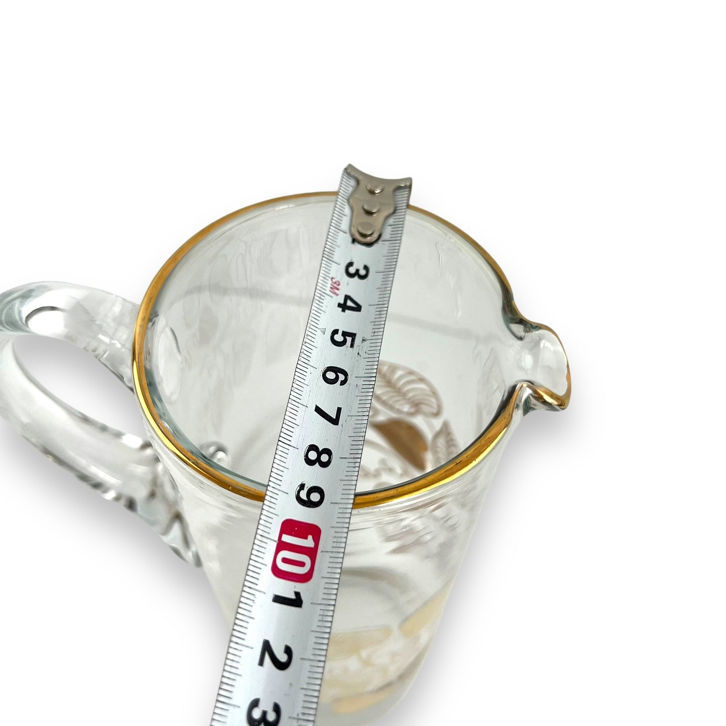 Clear Glass Pitcher Jug with Gold Love heart leaf decal