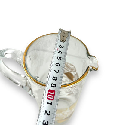 Clear Glass Pitcher Jug with Gold Love heart leaf decal