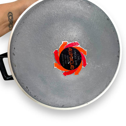 Enamel cooking pot with vegetable decal and green lid