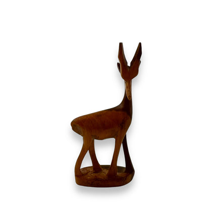 Small wooden antelope carved wooden statue