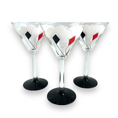 Black & Red Kite Martini Glass Set of 3