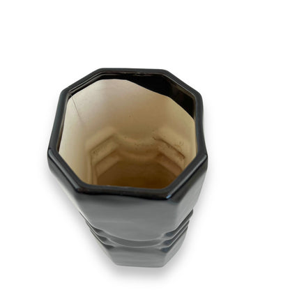 Black Octagon shape Ceramic Vase