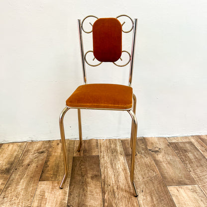 Vintage Burnt Orange Swirl Brass Chair