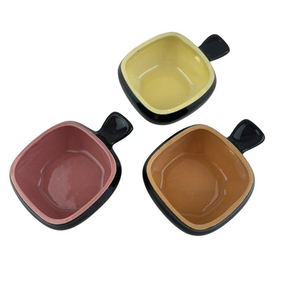 Black Ramekin Set of 3 (pink, yellow & orange inside)