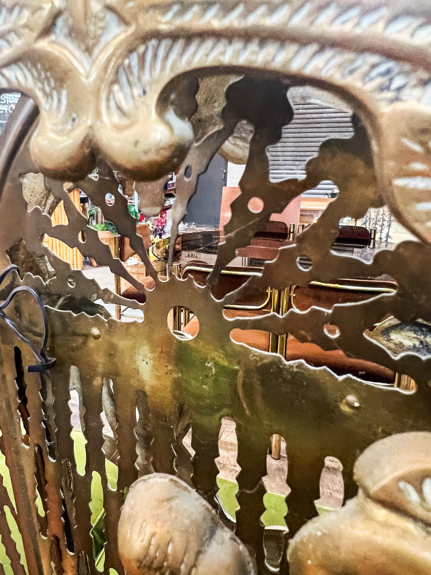 Brass Peacock Fire Screen