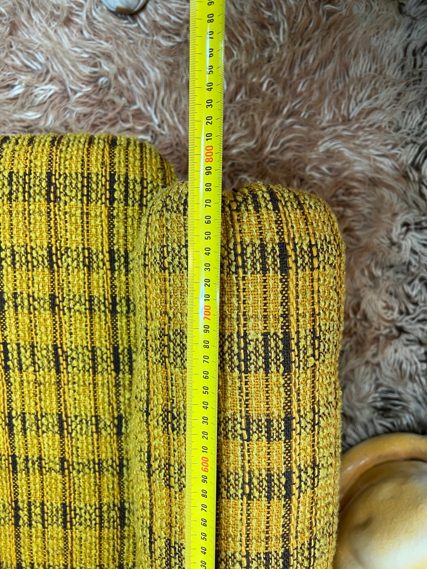 1970s Mustard Yellow Textured Fabric 2-Seater Lounge