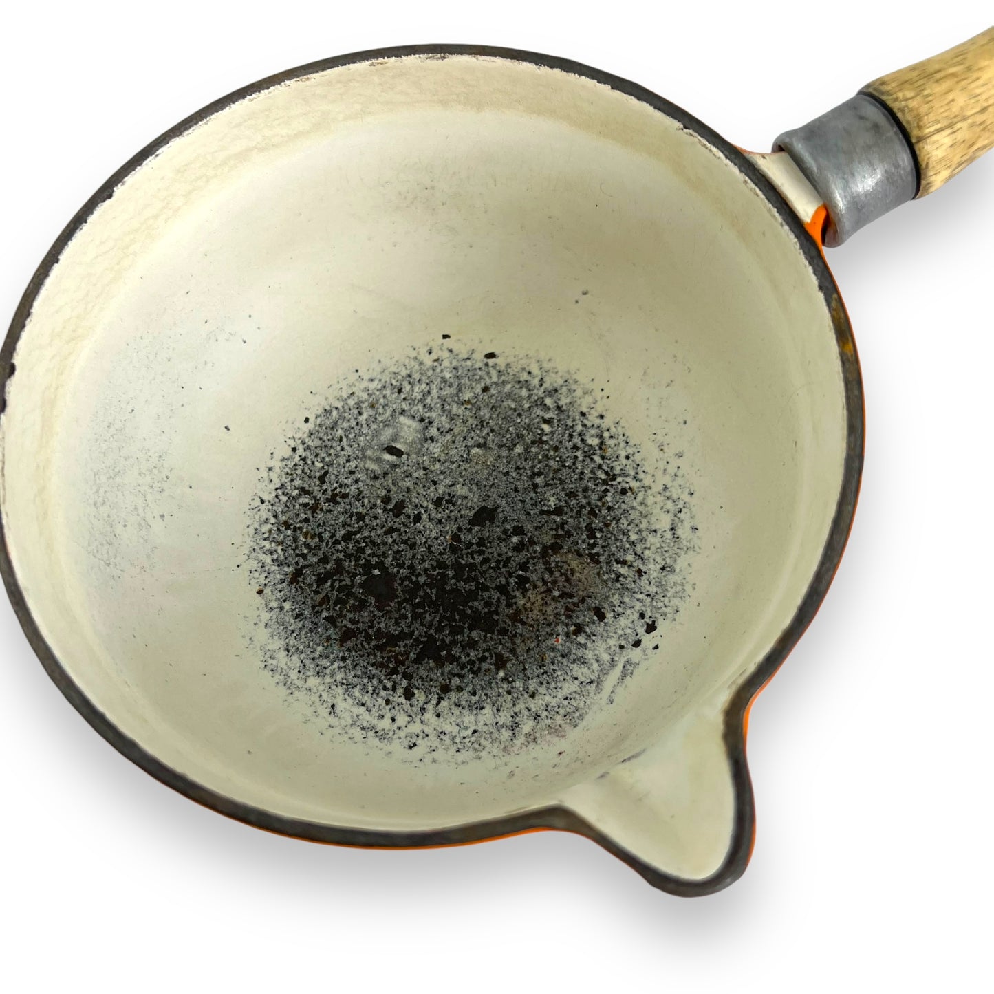 Orange wooden handle Saucepan Pot with Spout